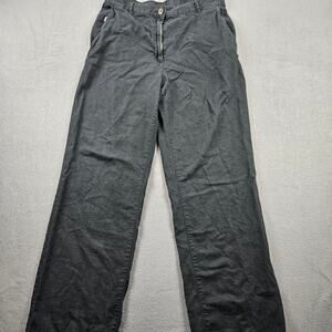 Linen Viscose Pants Button Zip H&M Womens 12 Black